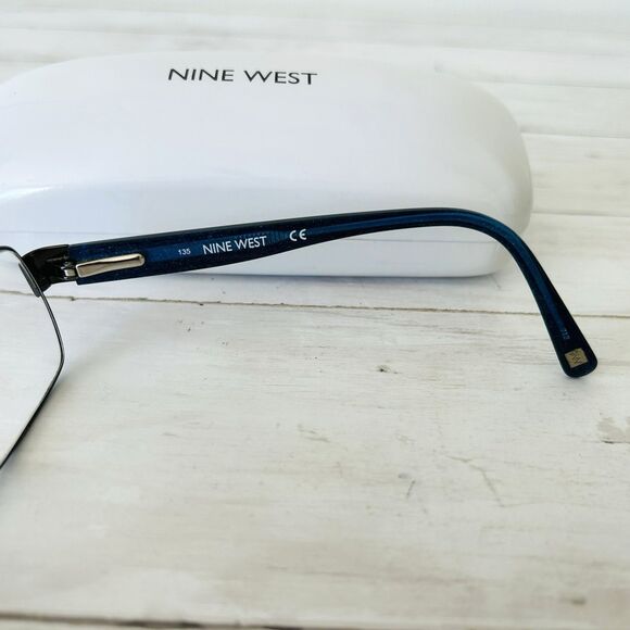 NINE WEST NW 1021 Full Frame Wire Eyeglasses 54015 135 Blue w/Case - Picture 4 of 9